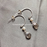 Rough Herkimer Earrings, Silver Electroplated Earrings, Healing Crystal Earrings, April Birthstone, Sold By Pair